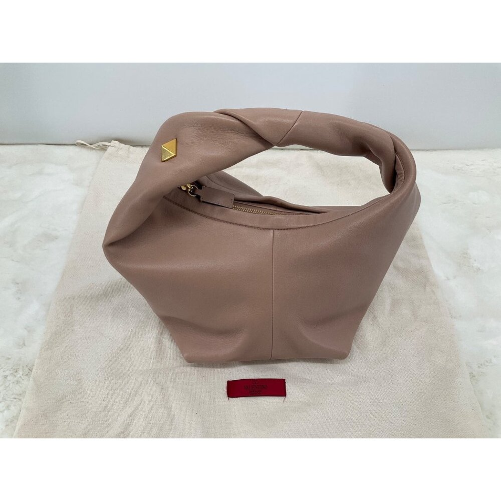 Valentino Garavani Roman Stud Medium Lambskin Leather Hobo Bag